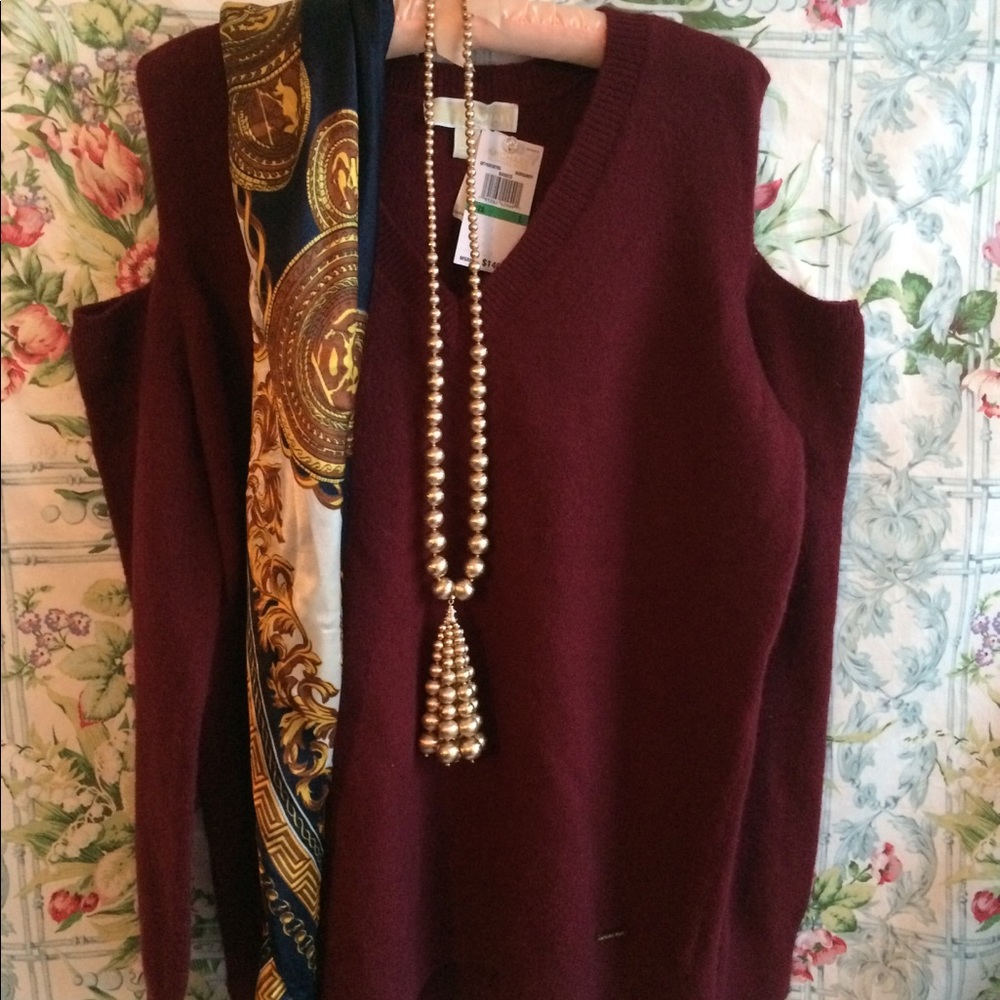 Michael Kors Long-Sleeve Cold-Shoulder Sweater NWT